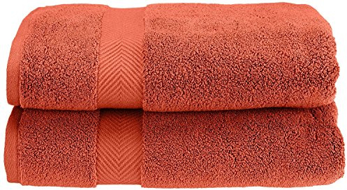 SUPERIOR Zero Twist 100% Cotton Bath Towels, Super Soft, Fluffy and Absorbent, Premium Quality Oversized Bath Towel Set of 2, Brick