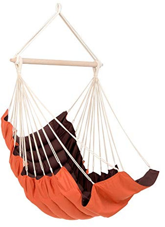 AMAZONAS Extra bequemer Hängesessel California Terracotta weich gepolstert Stablänge 110 cm bis 150 kg zweifarbig Orange/Braun