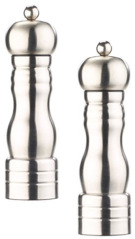 Rosenstein & Söhne Gewürzmühle Keramik: Klassische Salz- & Pfeffermühle, Keramik-Mahlwerk, Edelstahl, 2er-Set (Gewürzmühlen mit Keramikmahlwerk, Handmühle, Gewürz)