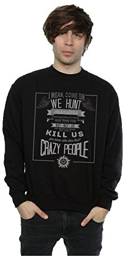 Supernatural Men's Crazy People Sweatshirt Small Black