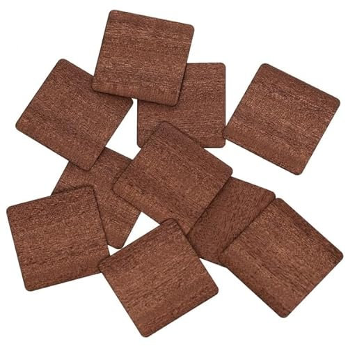 Quadrati in vero legno impiallacciato, scuri con angoli arrotondati, 1-10 cm, decorazione fai da te, confezione da 50 pezzi, altezza x larghezza: 4 x 4 cm