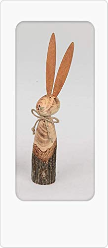 Großer Holz Hase mit Metallohren Dekohase Dekoration Ostern Osterhase Hasen Figur stehend 34cm aus naturfarbenem Holz