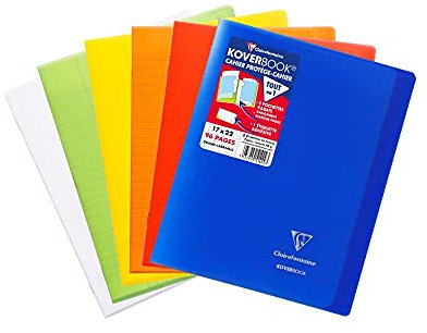Clairefontaine 951460AMZC- Set mit 6 Heften Koverbook, 48 Blatt, 17 x 22cm, 90g, französische Lineatur, 2 Klarsichthüllen, 1 Set, farbig sortiert