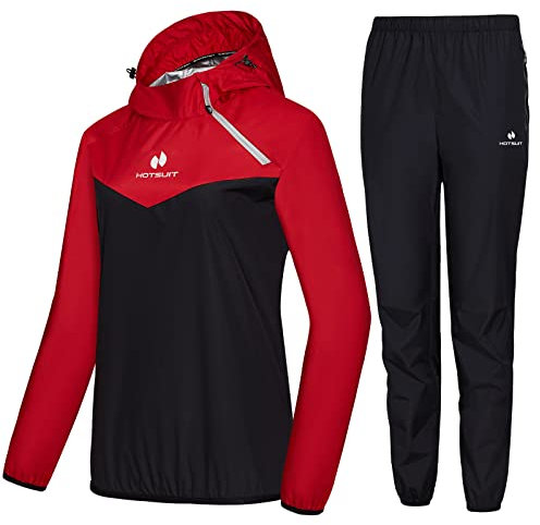 HOTSUIT Tute Dimagranti Tuta da Sauna Donna Allenamento Ginnastica Sudorazione Perdita di Peso Fitness Sportiva Palestra, Rosso, XXL