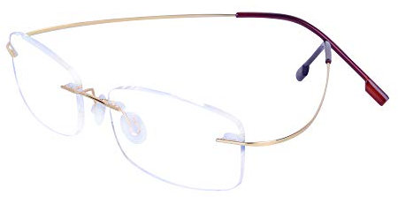 JoXiGo Unisex Reading Glasses +1.5 Rimless Lightweight (13g) Metal Flexible Frame + Case, Gold