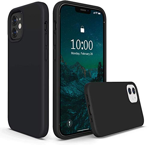 SURPHY Liquid Silicone Case Compatible with iPhone 12 mini Case 5.4 inches, Gel Rubber Full Body Shockproof Phone Case with Microfiber Lining for iPhone 12 mini 5.4 inches 2020 (Black)
