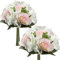 Briful Fiore artificiale, mazzo di fiori artificiali, set da 2 pezzi, bouquet di rose di ortensia, altezza 30 cm, pianta decorativa per composizioni di festa o matrimonio