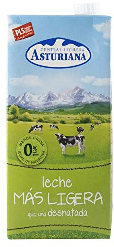 Leche desnatada Asturiana Ligera 1 litro pack 6 bricks