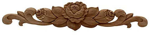 Natürliches Blumen-Holzbild, geschnitzt, Eck-Applikationen, Rahmen, Wände, Türen, Möbel, Holzschnitzerei, dekorative Holzfiguren, Basteln, 50 cm x 10 cm
