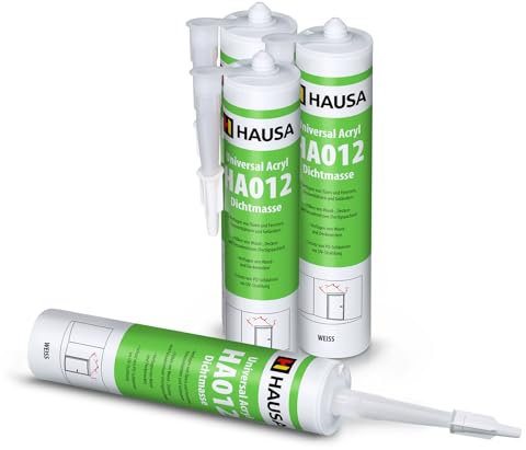 HAUSA Mastic acrylique universel HA012 peinture acrylique construction acrylique sec joint d'étanchéité 4x 310 ml blanc