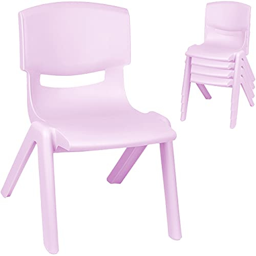 alles-meine.de GmbH 4 Stück - Kinderstühle/Stühle Farbe wählbar Flieder/helles lila - violett - Plastik - bis 100 kg belastbar/kippsicher - für INNEN & AUßEN - 0-99 J..