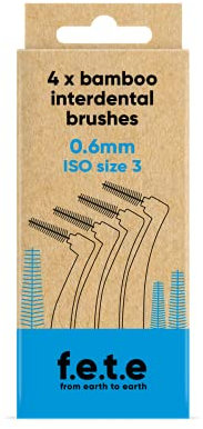f.e.t.e Interdentalbürsten aus Bambus | biologisch abbaubarer & kompostierbarer Griff | recycelbare weiche Borsten | nachhaltig | vegan (blau, ISO Größe 3–0,60 mm)