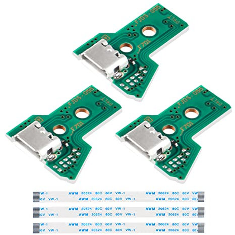 ALAMSCN 3 Stück JDS-030 USB Ladebuchse Ersatz Micro-USB-Adapter mit 12 poligem Flexkabel für Controller