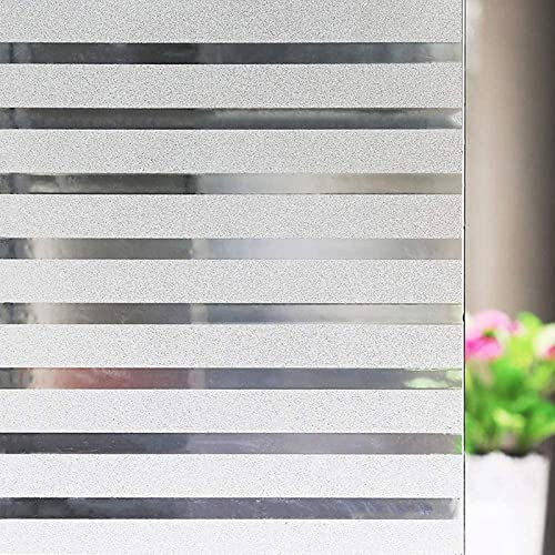 ForenTex Vinilo para Ventanas 45 x 100 cm – Lámina Translúcida sin Adhesivo, Opaca con Rayas Decorativas, Protección de Privacidad para Baño, Ducha, Oficina y Cocina