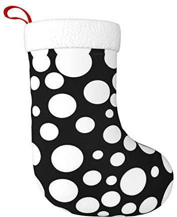 DMORJ Schwarz und Weiß gepunktete Weihnachtsstrümpfe, dekorative Strümpfe, 45 cm, Geschenkhalter für Party, Urlaub, Dekorationen (1 Packung).