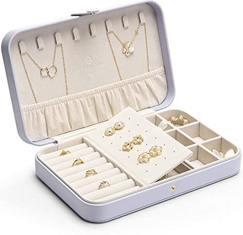 Vlando Schmuckkästchen Modern Middle, Teenager Mädchen Geschenke, Schmuckaufbewahrung, Schmuckkasten Leder, Schmuck Organizers für Ohrringe Ringe Halsketten Armband