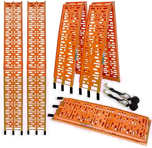 TRUTZHOLM 2 x Auffahrrampe klappbar 228 cm Traglast 680 kg Alu orange gelocht Motorradrampen Verladerampen