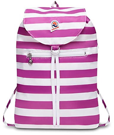 Invicta Tagesrucksack, Backpack für Reise Ausflüge & Freizeit; für Damen & Herren, mit Hüftgurt & faltbar - weiß/lila, zweifarbiges Muster, 8 LT, Extra leicht, MINISAC NEXT