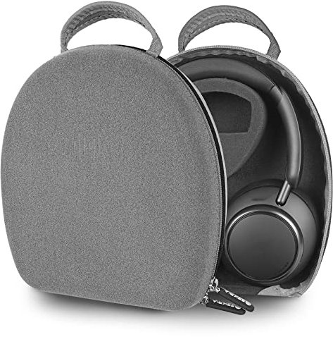 Geekria Shield Headphones Case Compatible with Soundcore Q11i, Space Q45, Life Q35, Life Q30, Life Q20i, Replacement Hard Shell Travel Carrying Bag with Cable Storage (Microfiber Grey)
