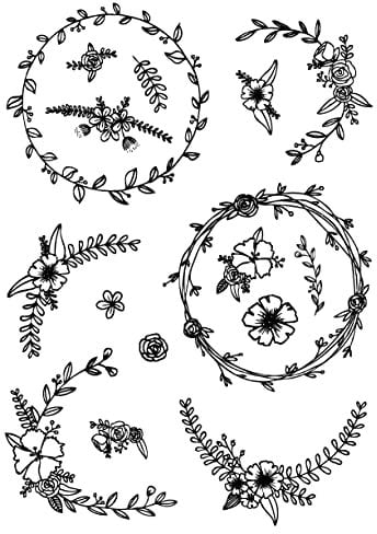 VBS Silikonstempel Stempel Florale Rahmen 14 Stück Blumen
