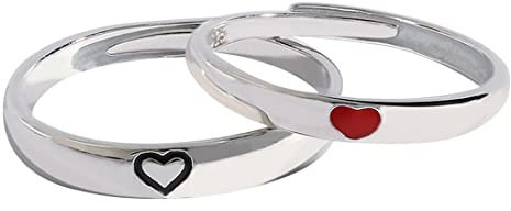 LEEQ Paar-Ringe - Personalisierte Ringe für Ihn und Sie, Versprechen-Ringe-Set (Ein Paar Ringe, Verstellbare Größen)