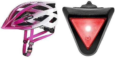 uvex air Wing - Leichter Allround-Helm - pink-White - 52-57 cm & Plug-in LED XB039 Licht - passend für uvex i-vo, uvex air Wing & Finale junior Modelle - Dauer- oder Blinklicht - Black-red - one Size