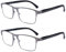 tide Optical 2 Paar Lesebrillen für Herren – unzerbrechliche Blaulicht-blockierende Computer-Lesebrille für Herren – klare Vergrößerungssicht, Federscharniere (2,5-fach, schwarz, 2 Stück)