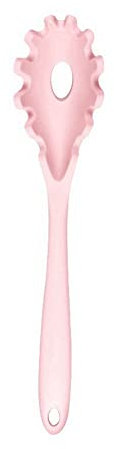 Generic Cuchara de pasta para servir espaguetis, 1 unidad, rosa, silicona, 20,5 x 4,5 cm