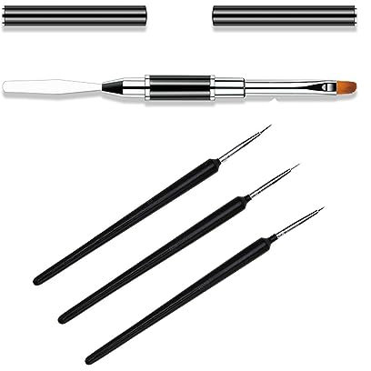 RTRTGS Dual-ended Nail Art Penna,Spazzola per Unghie UV,2 in 1 Nail Art Brush Dual Ended Polygel Spazzola,Accessori Unghie,Strumenti Gel UV Acrilico Unghie Extension Nail