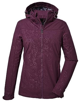 killtec Damen Softshelljacke/Outdoorjacke mit abzippbarer Kapuze KOS 40 WMN SFTSHLL JCKT, aubergine, 48, 41280-000