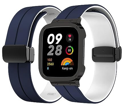 Silikon Armband für Redmi Watch 3 Active Magnetisch Armband Ersatzarmband Sport Silikon Weiches Armbänder mit Herren Damen Sportarmband mit Redmi Watch 3 Active Ersatzband (16,m)