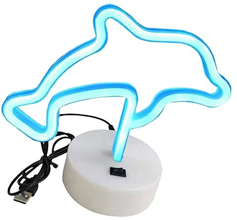 DOITOOL Delphin- -neon-nachtlicht Dekorative Lampe Für Zuhause 3d- -lampe Stabiler Sockel Keine Batterie Ideal Für Jungen- Und Mädchenzimmer