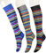 (3 PAIA) Calze donna gambaletto, elasticizzate, in pregiatissimo cotone filo di scozia con righe multicolore - 100% made in (Brescia) Italy (Assort. 4)