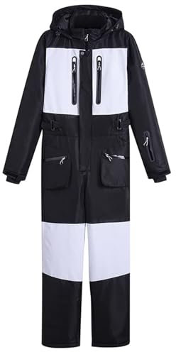 Skijacke Winter Warm Damen Onesies Skianzug Outdoor Sport Wasserdichter Schneeanzug Jumpsuits Jacke for Damen Herren Ski-Bekleidung (Size : Schwarz)