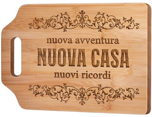 Regalo Casa Nuova - Tagliere in Bambù Inciso per Nuovi Proprietari, Idee Regalo per Amici, Familiari, Clienti - Nuova Avventura, Nuovi Ricordi