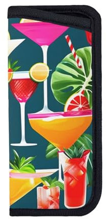 GaxfjRu Tropical Cocktail Soft Sunglasses Pouch – Versatile & Lightweight Glasses Case Soft – Perfect for Women on the Go, Black, S