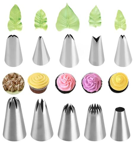 MYLERCT 10 Pack Douille Chantilly, Kit Patisserie Professionnel,Patisserie Douille Inox Douilles à Douille pour Desserts Délicats, Cupcakes et Biscuits