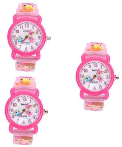 SAFIGLE 3 Stück Kinderuhr Meerjungfrau Cartoon Uhr Kinderuhr Kinder wasserdichte Uhr Kinder Meerjungfrau Uhr Meerjungfrau Muster Armbanduhr Kinder Meerjungfrau Uhr Cartoon Meerjungfrau