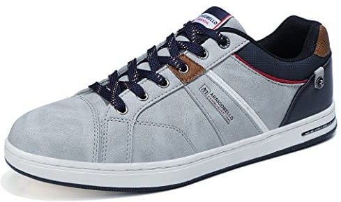 ARRIGO BELLO Sneaker Herren Freizeitschuhe Schuhe Sportschuhe Leder Mode rutschfest Outdoor Sneakers Größe 41-46 (HP060204 Grau,Size_45)