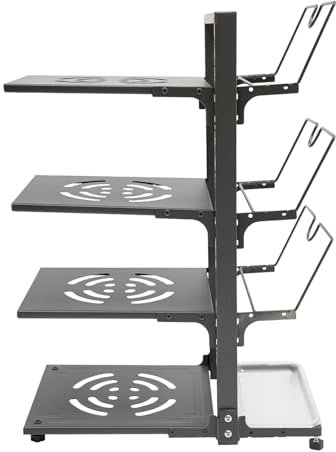 AOOUNGM Organizador de cacerolas, 4 niveles, organizador de sartenes con soporte para tapa de ollas de 3 niveles, ajuste de altura, soporte para sartenes, organizador de tapas para cocina