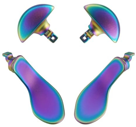 eXtremeRate Back Paddles per ps5 Edge Controller,Palette Tasti Aggiuntivi Levette Posteriori Ricambio per ps5 Edge Joystick,4 Pezzi in Metallo Acciaio Inossidabile,Arcobaleno Blu Viola