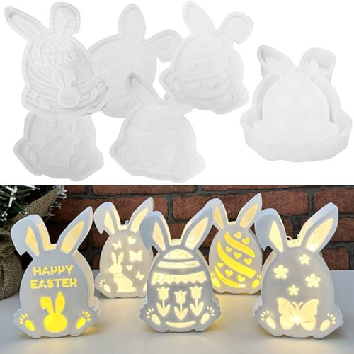 ALEFBET Silikonformen Gießformen Ostern, Silikonform Ostern Hase, Silikon Gießform Ostern, Gipsformen zum Gießen, Epoxidharz Formen Ostern Ornamenten (Hase A)
