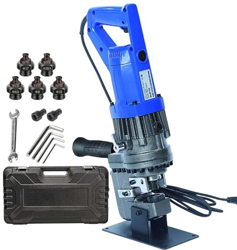 Punzonadora HidráUlica Perforadora hidráulica eléctrica de 1300 W, perforadora hidráulica eléctrica con 5 moldes, velocidad de perforación de 2 a 3 s, máquina perforadora de metal, posiciona