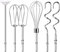 Lot de 6 batteurs pour mélangeur à main, fouet, crochets à pâte et tige de mélange de liquide, accessoires de mixage à main en acier inoxydable compatibles avec les batteurs à main Kitchenaid KHM3