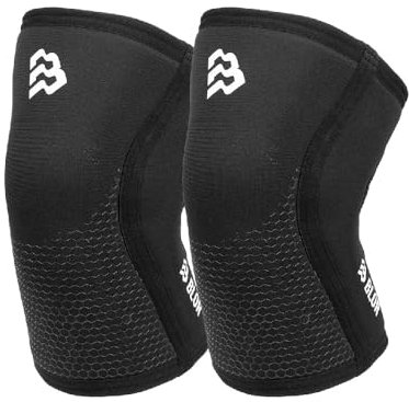 BLOR Ginocchiere 2.0 Black 5 | 7mm Ideali Per Powerlifting In Neopreme | Unisex A Compressione | Sollevamento Pesi | Ottime Per Bodybuilding E Crosstraining (5MM, S)