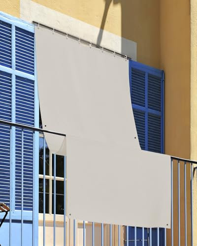 INTRECCI Tenda da Sole per Esterno, Tenda da Sole per Balconi, Impermeabile, a Caduta, 200x350 cm con Occhielli Laterali, Telo Ombreggiante, Riduce Luce e Calore, Migliora la Privacy, Colore Grigio