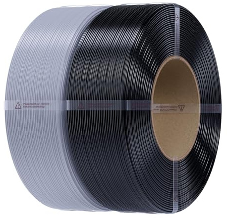 Creality PETG Filament Refill 1.75mm Bundle, Spool-Free for Most 3D Printers, Reusable Spools, High Precision ±0.03mm, Excellent Toughness, Odorless & Moistureproof (Black Grey*2KG)