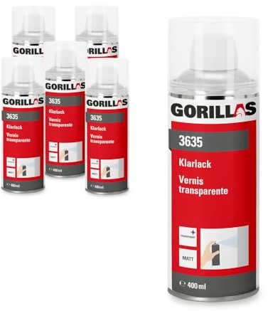 6x Gorillas Klarlack 400 ml Matt transparent – Lackspray (2,4 l) | Profi-Qualität - Transparenter Lackiereffekt - Schnelle Trocknung - Einfache Verarbeitung - Hohe Ergiebigkeit