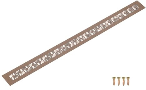 QUARKZMAN Lüftungsgitter Tür Aluminiumlegierung 600 x 50mm / 23.6 x 2 Rechteckiges Lamellen Abluftgitter Abdeckung Mit Schrauben Für Tür Schrank Kleiderschrank Braun