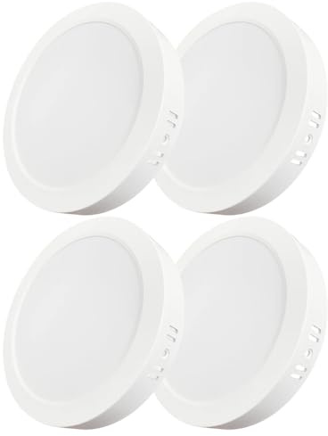 LUXULA 4 Stück LED Aufbauspot flach Weiß Ø224x35mm, 18W 1800lm, IP44 | IP44 Aufputz Spot, CCT 3000K 4000K 6000K einstellbar, Deckenlampe Aufbauleuchte für Bad, Küche, Flur und Wohnzimmer